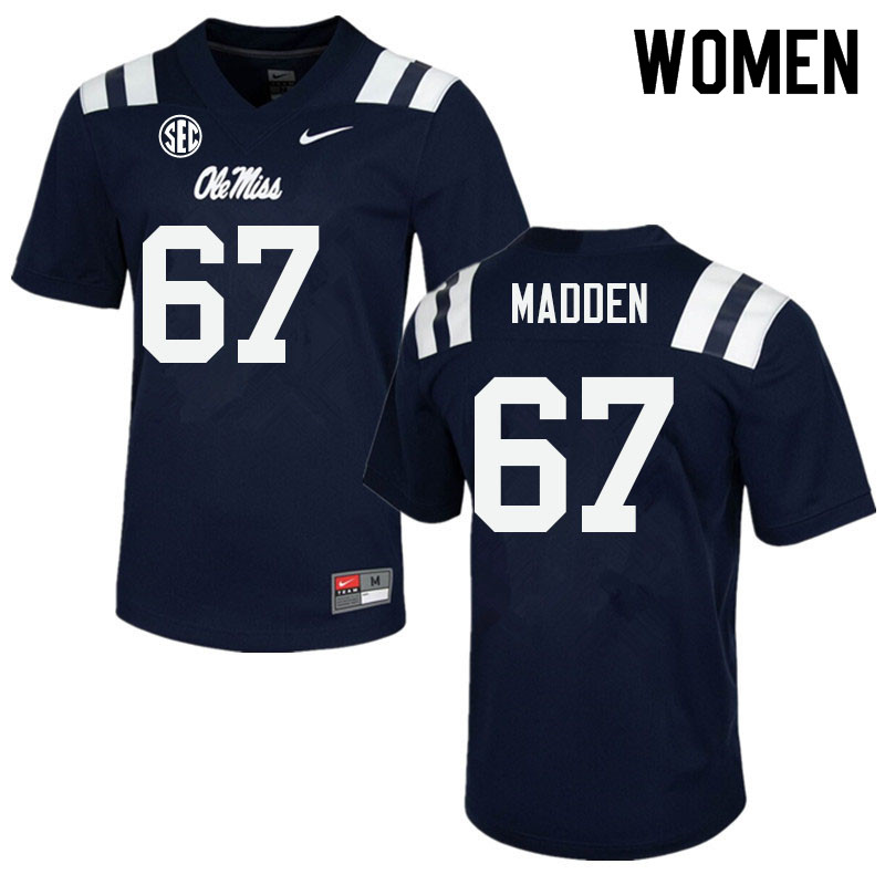 Women #67 Aidan Madden Ole Miss Rebels College Football Jerseys Sale-Navy